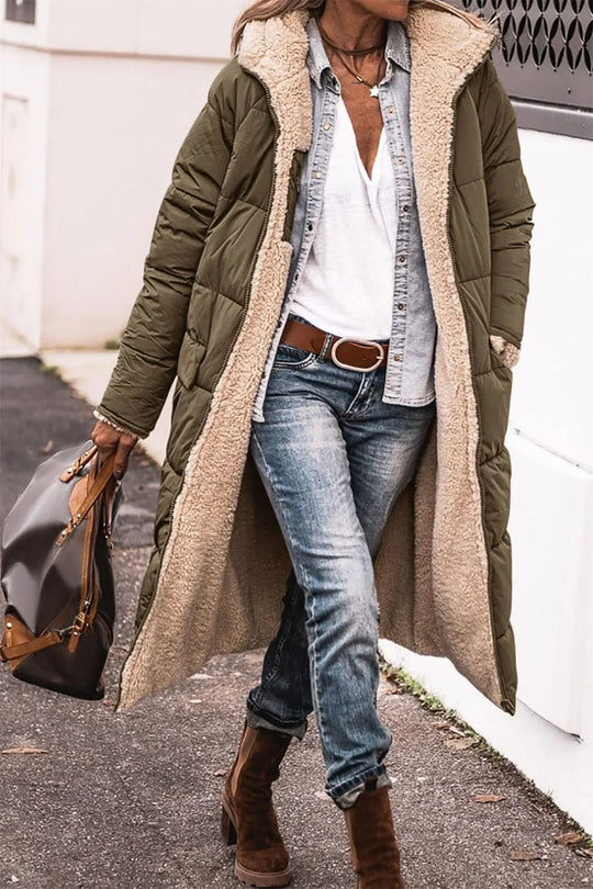 Lina – Long Hooded Winter Puffer Coat for Women