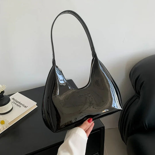 Arkina – Glossy Wine Red Shoulder Bag