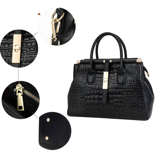 Diora  – Croc-Embossed Leather Tote for Women