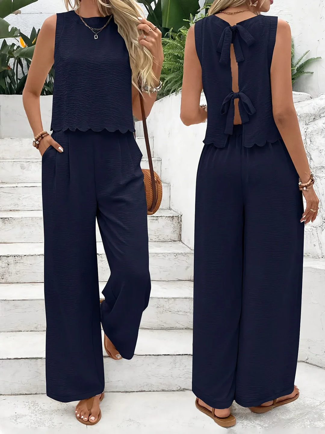 Aleia – Sleeveless Tie-Back Two-Piece Set for Women