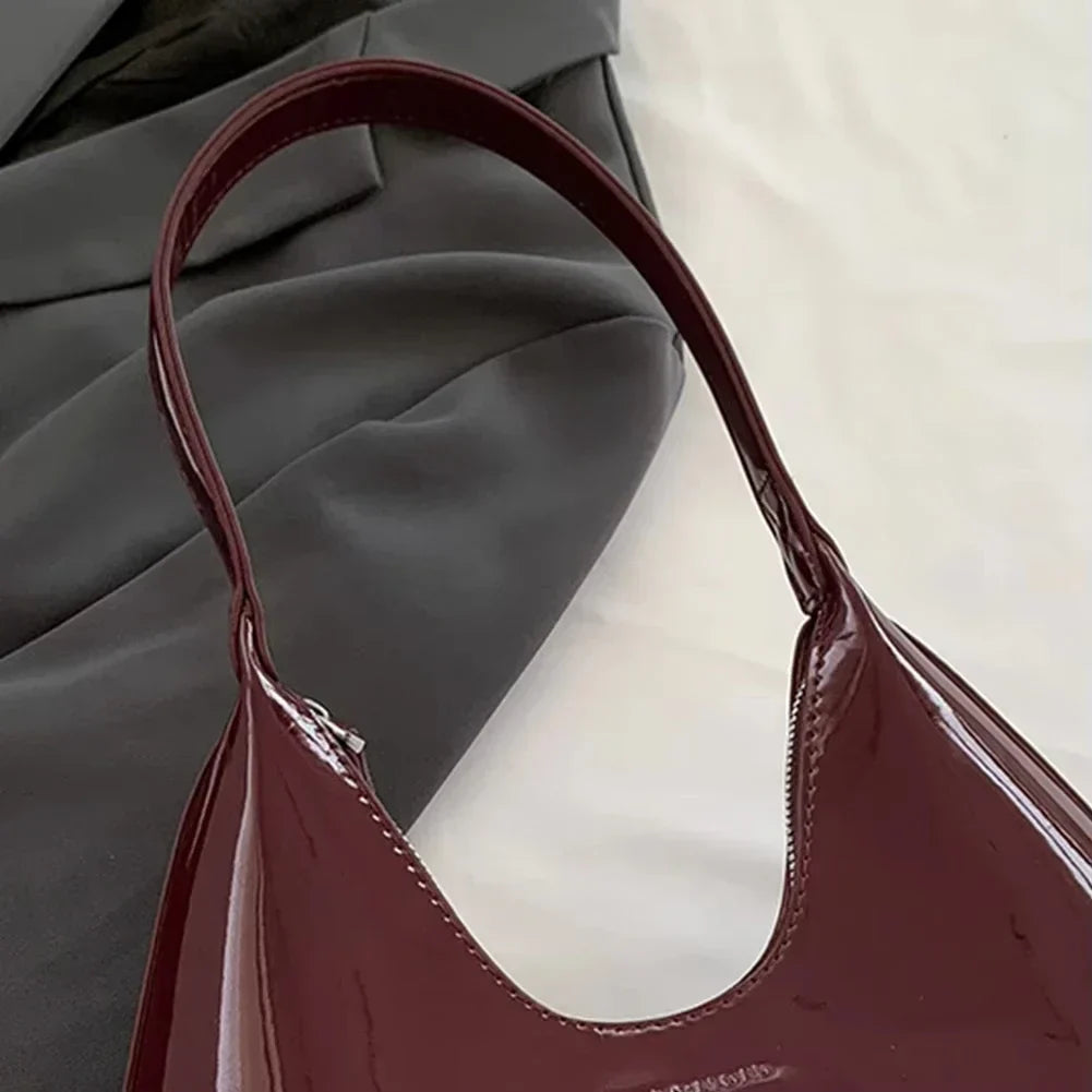 Arkina – Glossy Wine Red Shoulder Bag