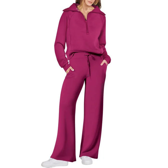 Mazie – Zip-Up Wide-Leg Lounge Set for Women