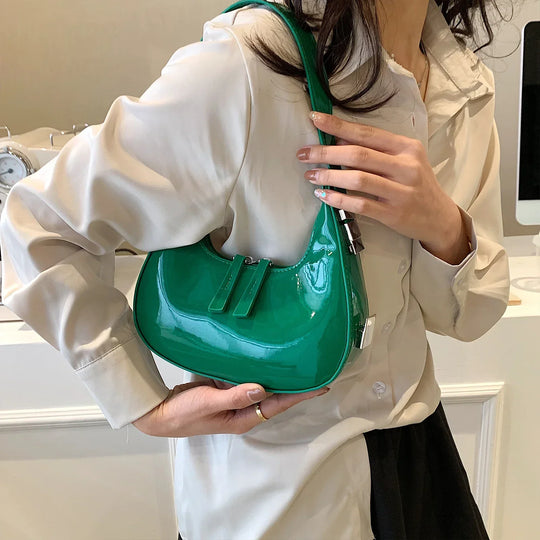 Anny – Glossy Vintage Crescent Shoulder Bag