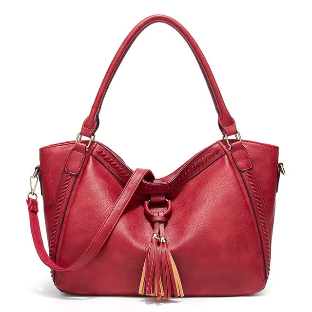 Majel – Women’s Tassel Accent Leather Tote