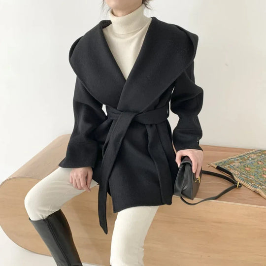 Atasha – Belted Wool Blend Wrap Coat for Women
