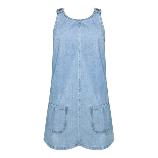 Danvera – Sleeveless Zip-Front Denim Shift Dress for Women