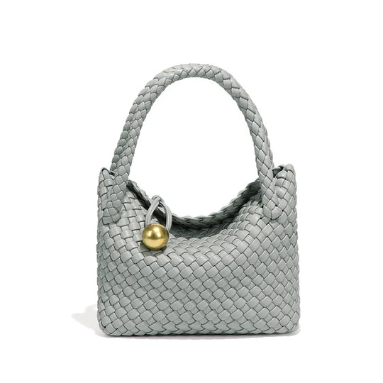 Beatrice – Stylish Woven Shoulder Bag Crafted from Vegan Leather with Gold Accents