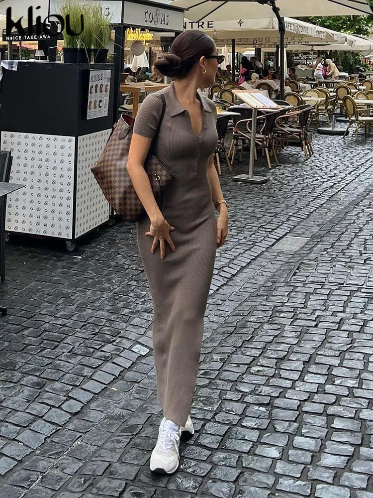Charline – Button-Front Maxi Dress for Women