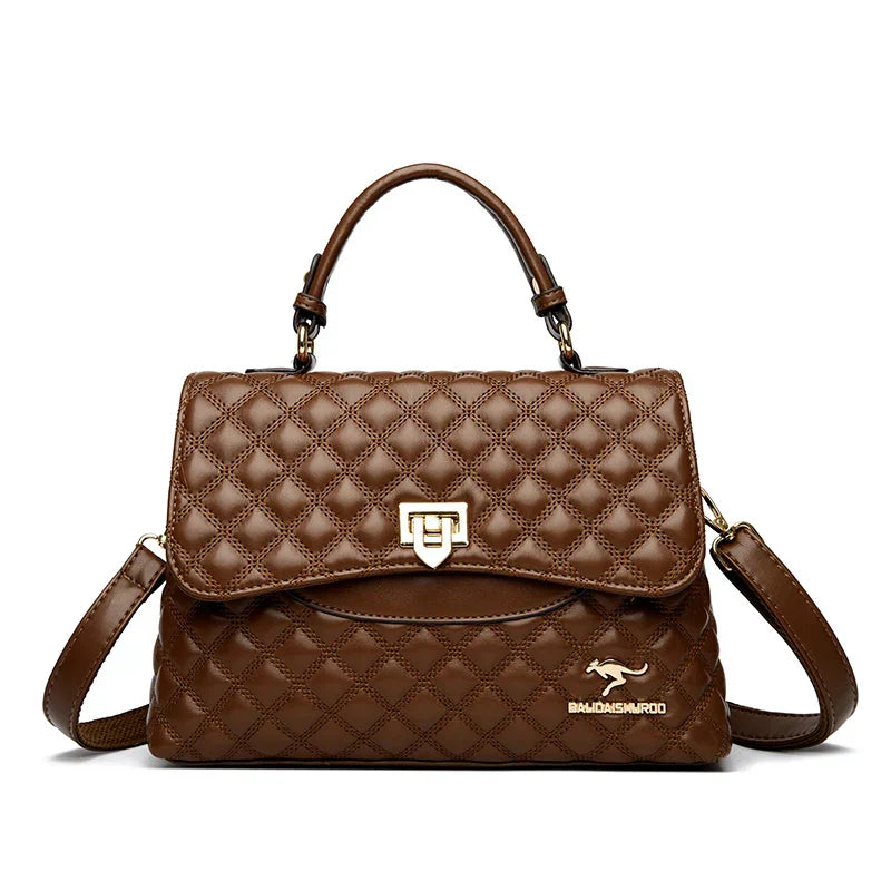 Cherry – Quilted Leather Top-Handle Bag for Women