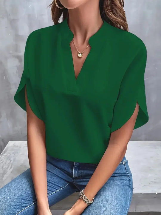 Avirelle – Split Neck Cap Sleeve Blouse