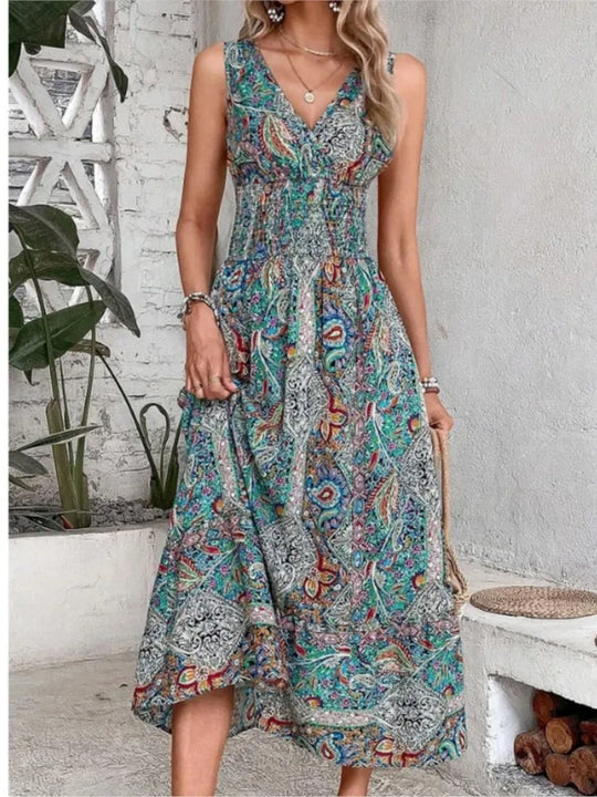Amelina – Sleeveless Printed Maxi Dress for Women