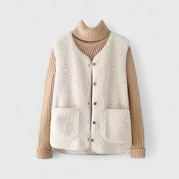 Noralie – Cozy Button-Up Fleece Vest for Women