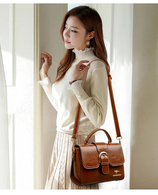 Arina – Elegant Brown Mini Shoulder Bag with Timeless Closure