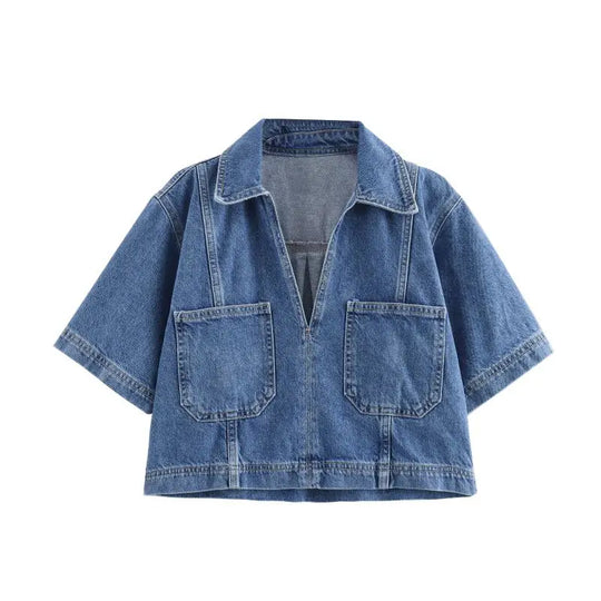 Renvara – Two-Piece Denim Skirt and Shirt Set for Women