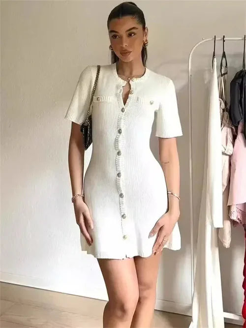 Queenzelle – Button-Down Mini Dress for Women