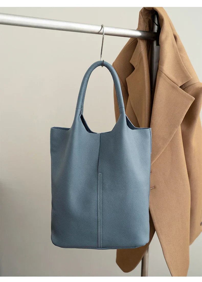 Arnika – Elegant Light Blue Bucket Bag with a Premium Leather Finish