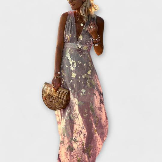 Almera – Lightweight Maxi Dress with Golden Reflections