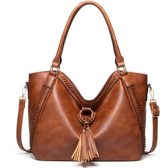 Majel – Women’s Tassel Accent Leather Tote
