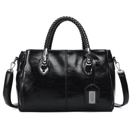 Amella – Sophisticated Leather Handbag Featuring Braided Handles