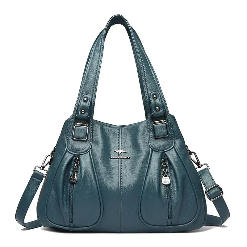 Goldie – Elegant Multi-Pocket Leather Shoulder Bag for Women