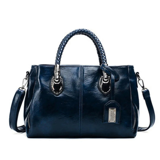 Amella – Sophisticated Leather Handbag Featuring Braided Handles
