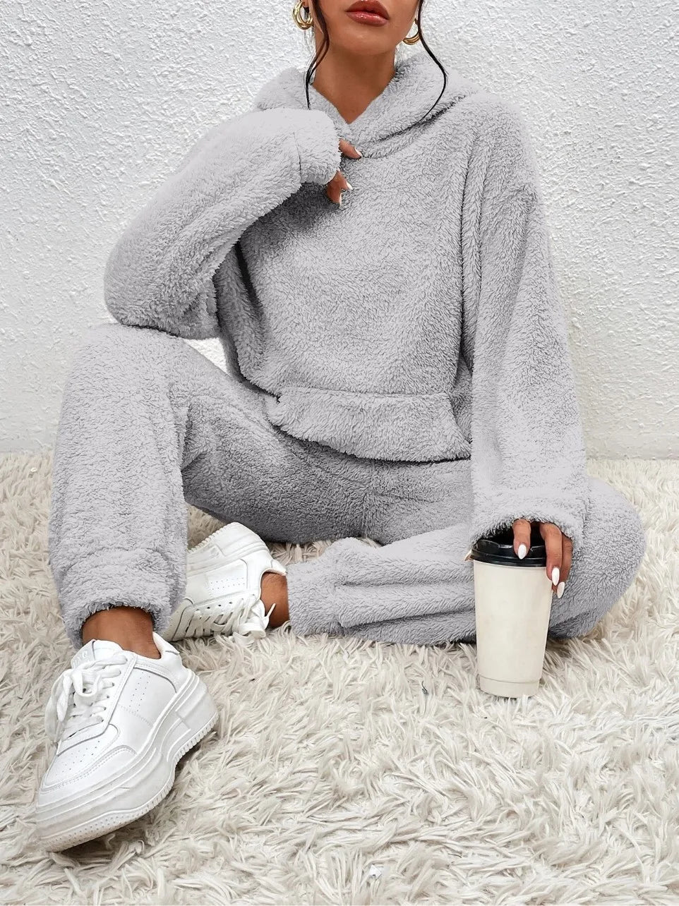 Lilianna– Fuzzy Hooded Loungewear Set for Women