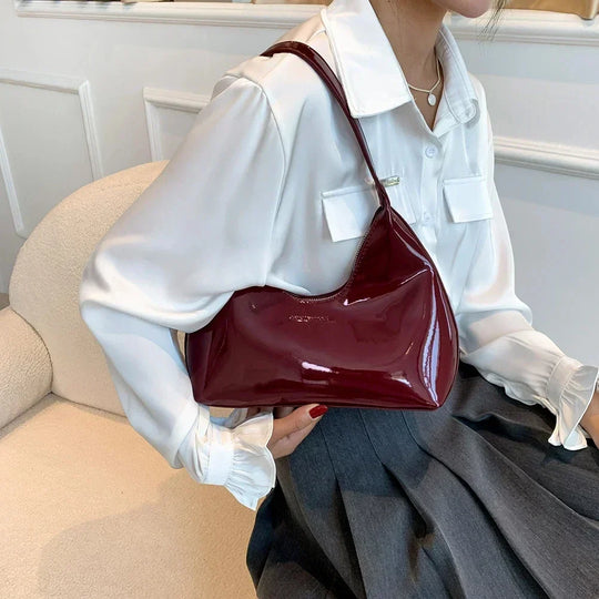 Arkina – Glossy Wine Red Shoulder Bag