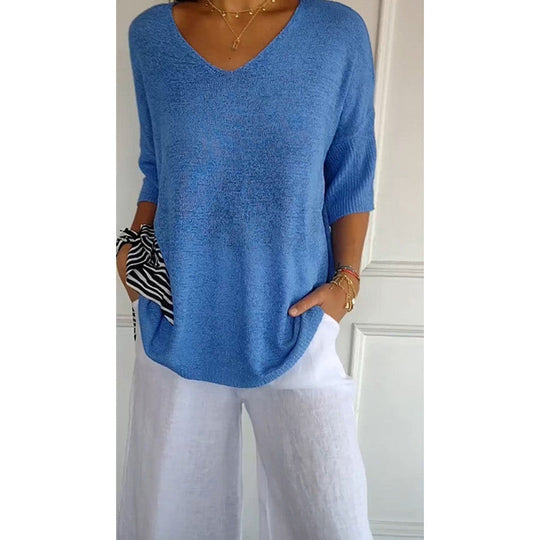 Jennifer – Casual V-Neck Knit Top