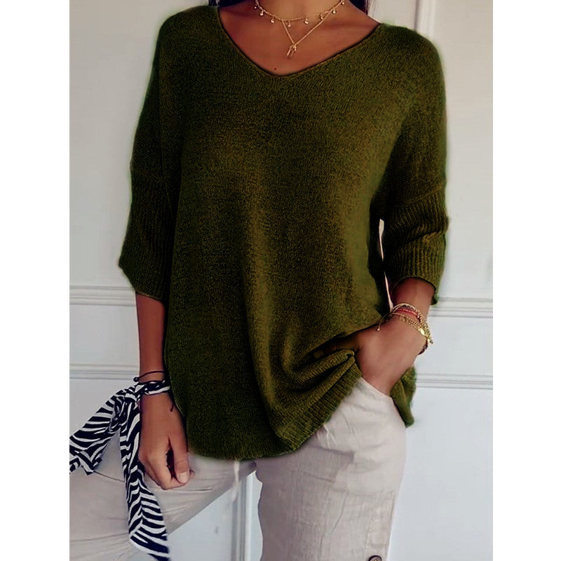 Jennifer – Casual V-Neck Knit Top