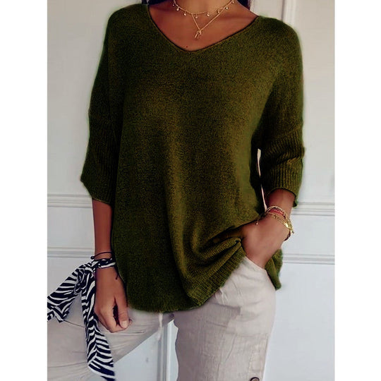 Jennifer – Casual V-Neck Knit Top