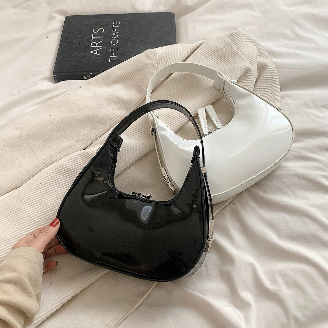Anny – Glossy Vintage Crescent Shoulder Bag