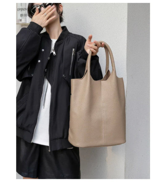 Arnika – Elegant Light Blue Bucket Bag with a Premium Leather Finish