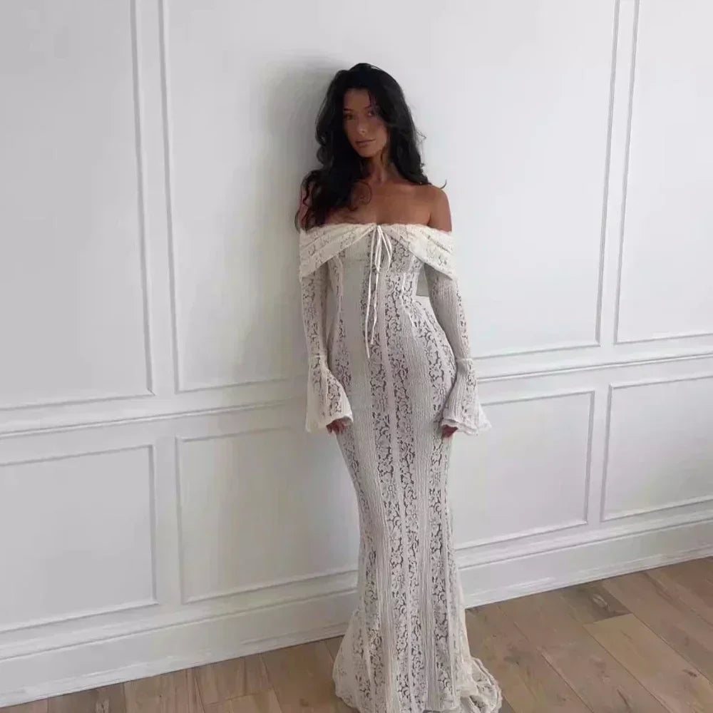 Anabelle – Off-Shoulder Lace Maxi Dress for Women