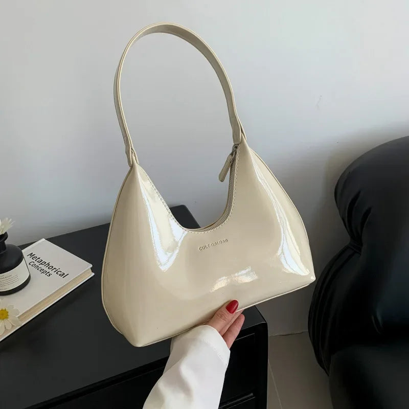 Arkina – Glossy Wine Red Shoulder Bag