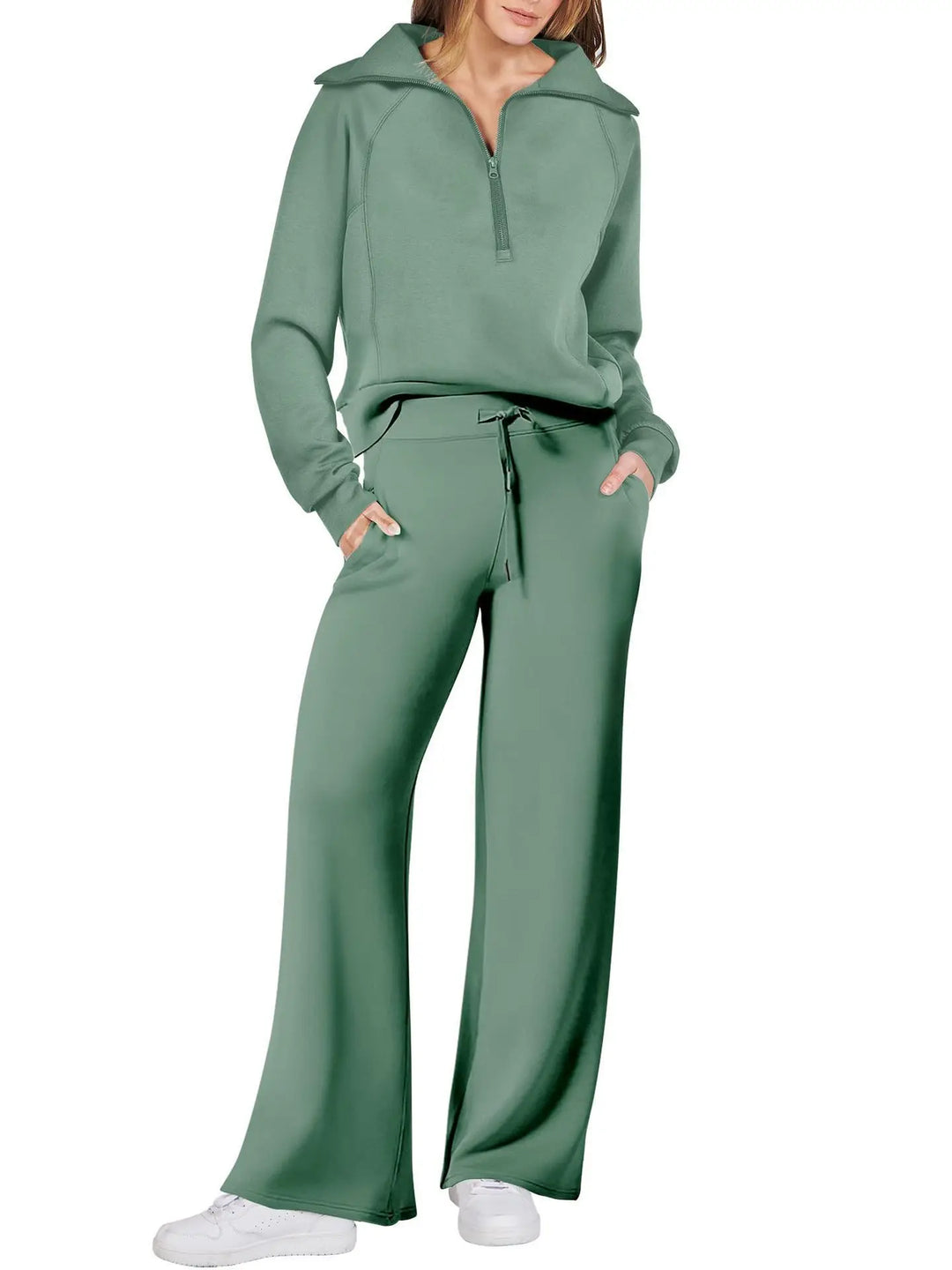 Mazie – Zip-Up Wide-Leg Lounge Set for Women