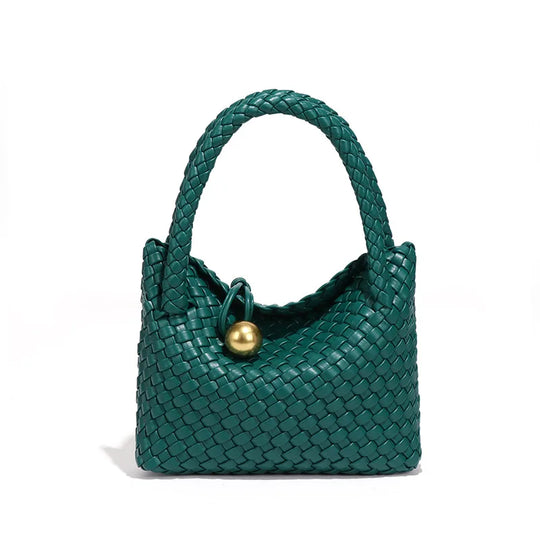 Beatrice – Stylish Woven Shoulder Bag Crafted from Vegan Leather with Gold Accents