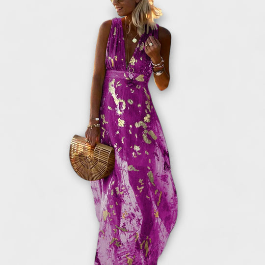 Almera – Lightweight Maxi Dress with Golden Reflections