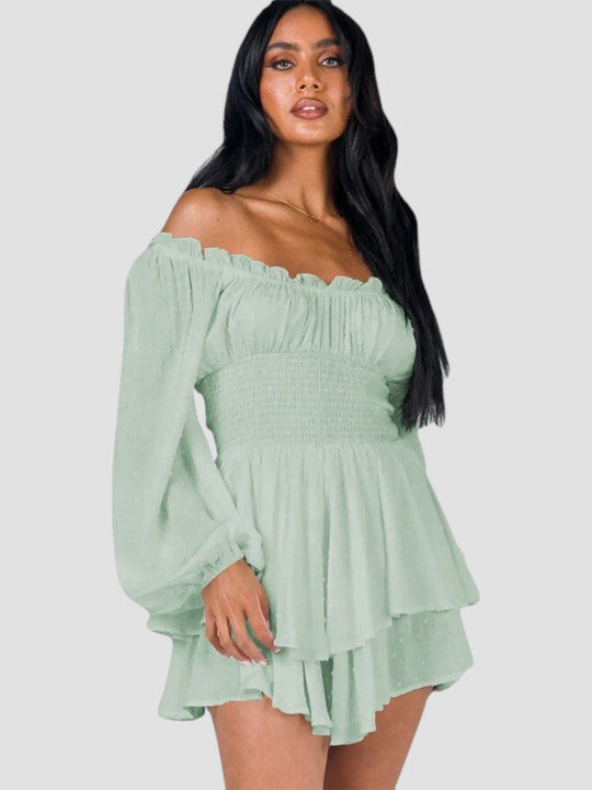 Whoopi – Off-Shoulder Tiered Mini Dress for Women