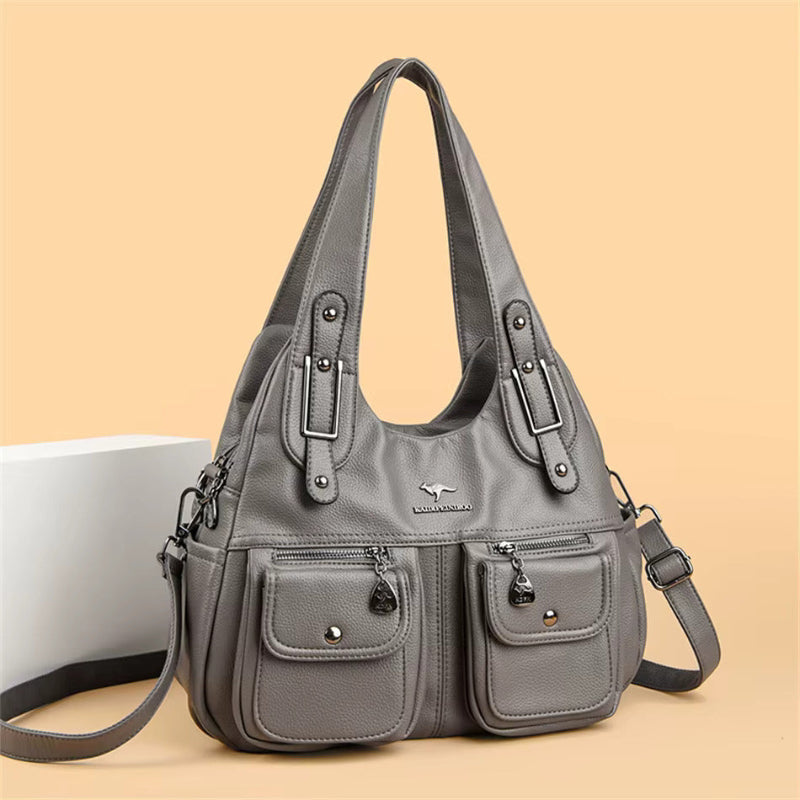 Willa – Multi-Pocket Leather Shoulder Bag for Women