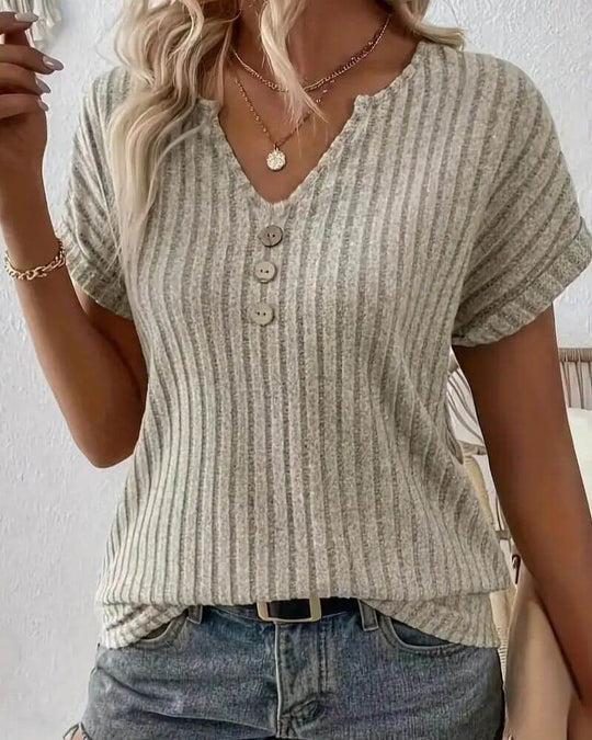 Rovella – Button-Rib Knit Henley Tee