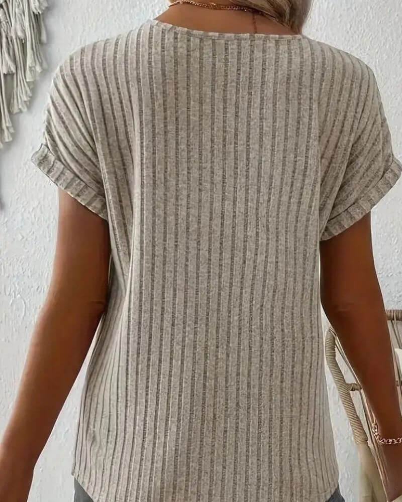 Rovella – Button-Rib Knit Henley Tee