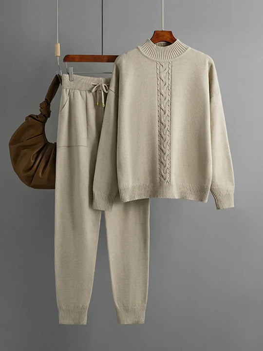 Salome – Cable Knit Two-Piece Lounge Set for Women