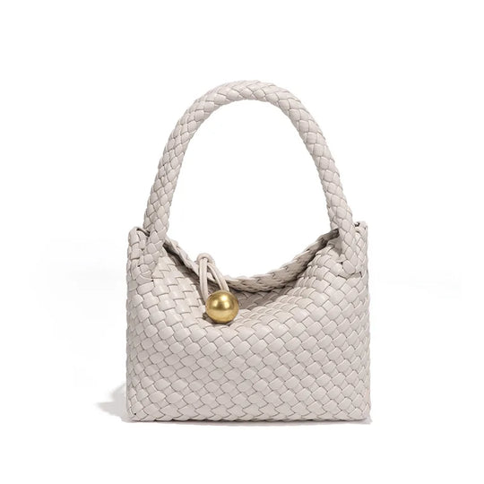 Beatrice – Stylish Woven Shoulder Bag Crafted from Vegan Leather with Gold Accents
