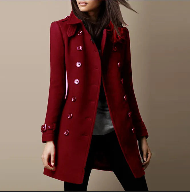 Demi – Double-Breasted Long Coat for Women