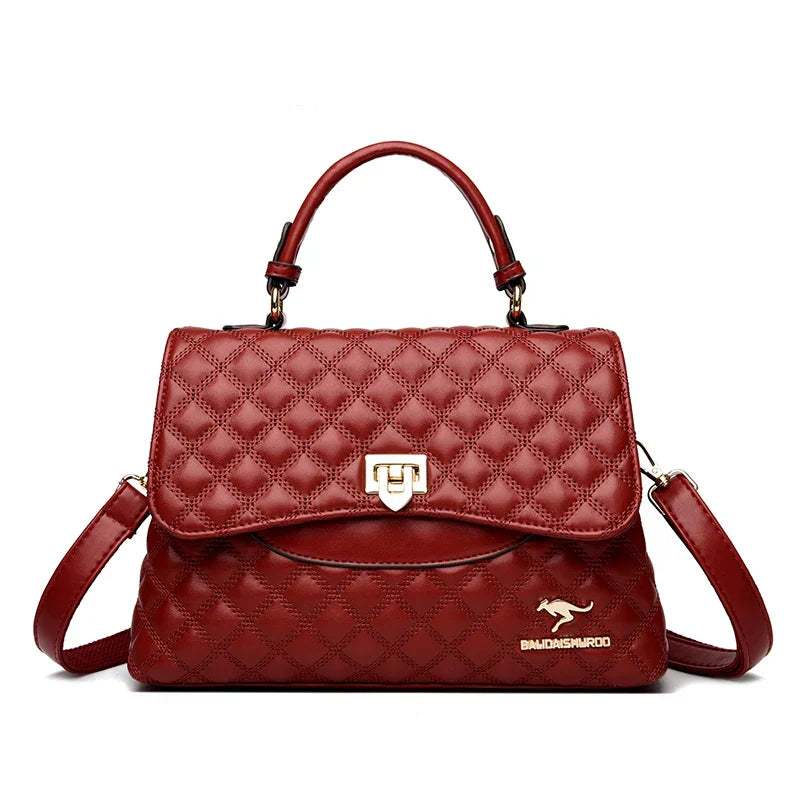 Cherry – Quilted Leather Top-Handle Bag for Women