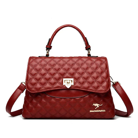 Cherry – Quilted Leather Top-Handle Bag for Women