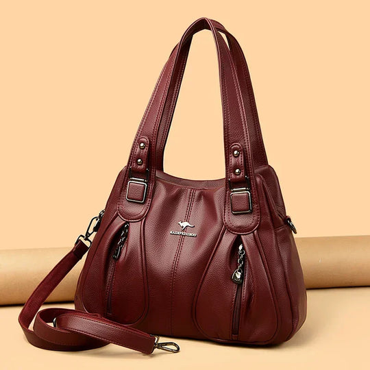Goldie – Elegant Multi-Pocket Leather Shoulder Bag for Women
