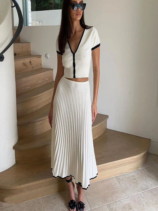 Jeacebelle – Two-Piece Pleated Skirt Set for Women