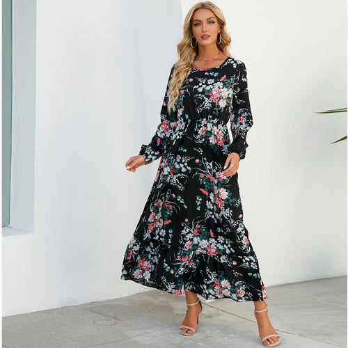 Caryll – Floral Long-Sleeve Maxi Dress for Women