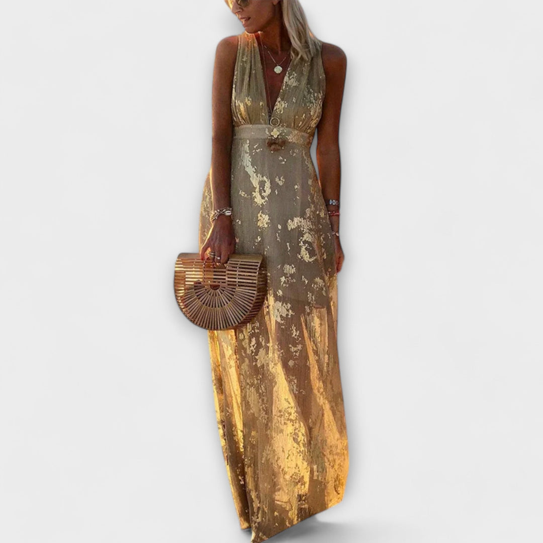 Almera – Lightweight Maxi Dress with Golden Reflections